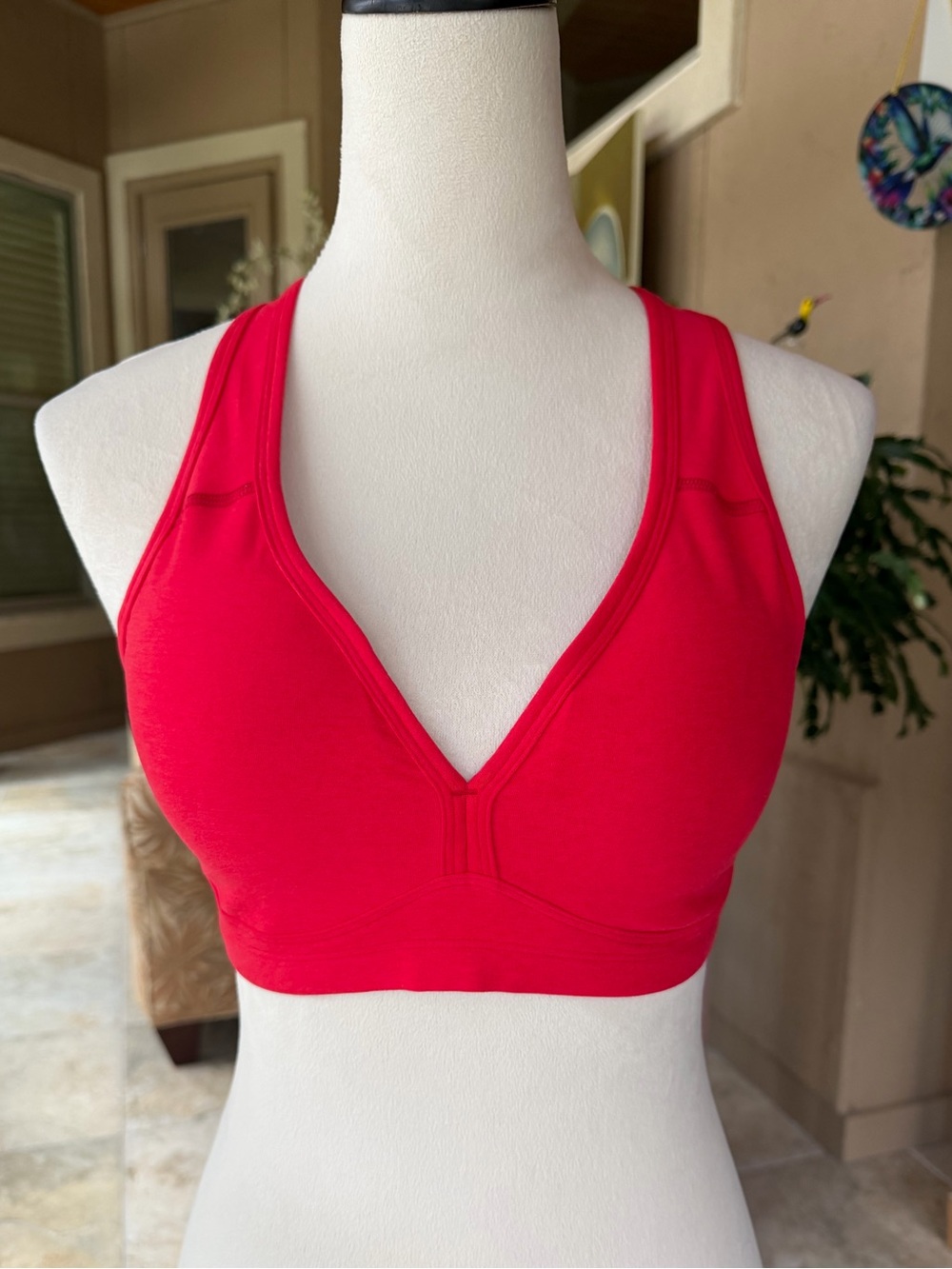 ALO Yoga Lift Your Spirits Sports Bra, red, size L.